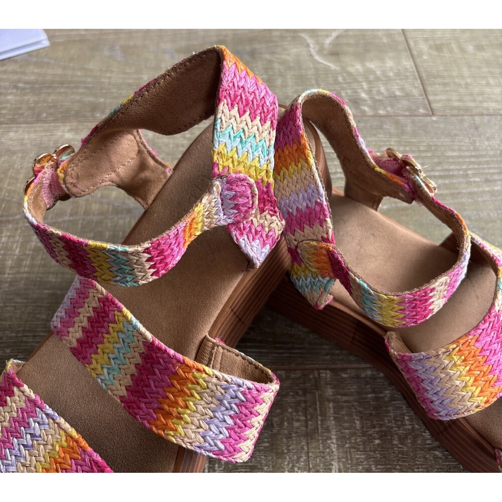 Blowfish Malibu Platform Sandals Sz 5M Rainbow Snap & Buckle Closure Open Toe - Picture 6 of 15